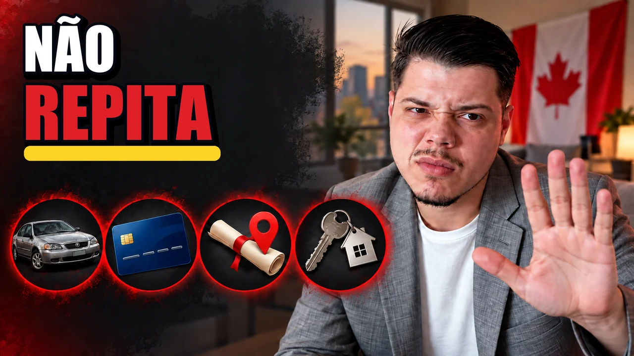 Presenter with a bold NÃO REPITA warning and four compact topic cues.